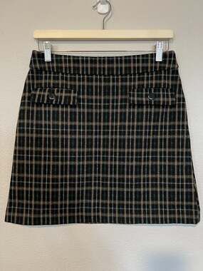 Violets & Roses Mini Skirt Black Green Plaid Size 8P Clueless Y2K